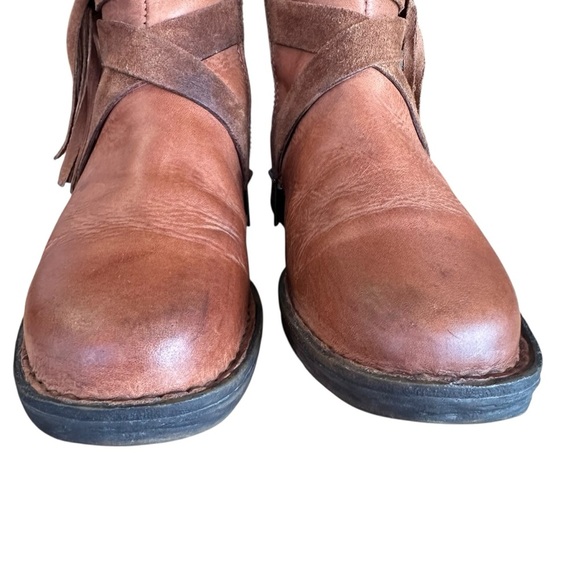 BORN Perl Brown Leather Ankle Boots Suede Tassel Western Boho Coastal Cowgirl 6 - Picture 8 of 12
